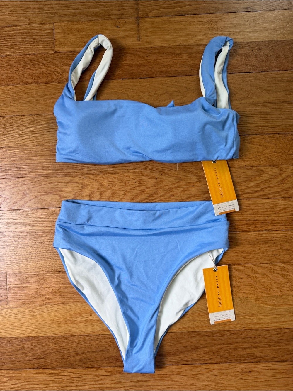 Sky Blue High-Waist Two-Piece Bikini Set
